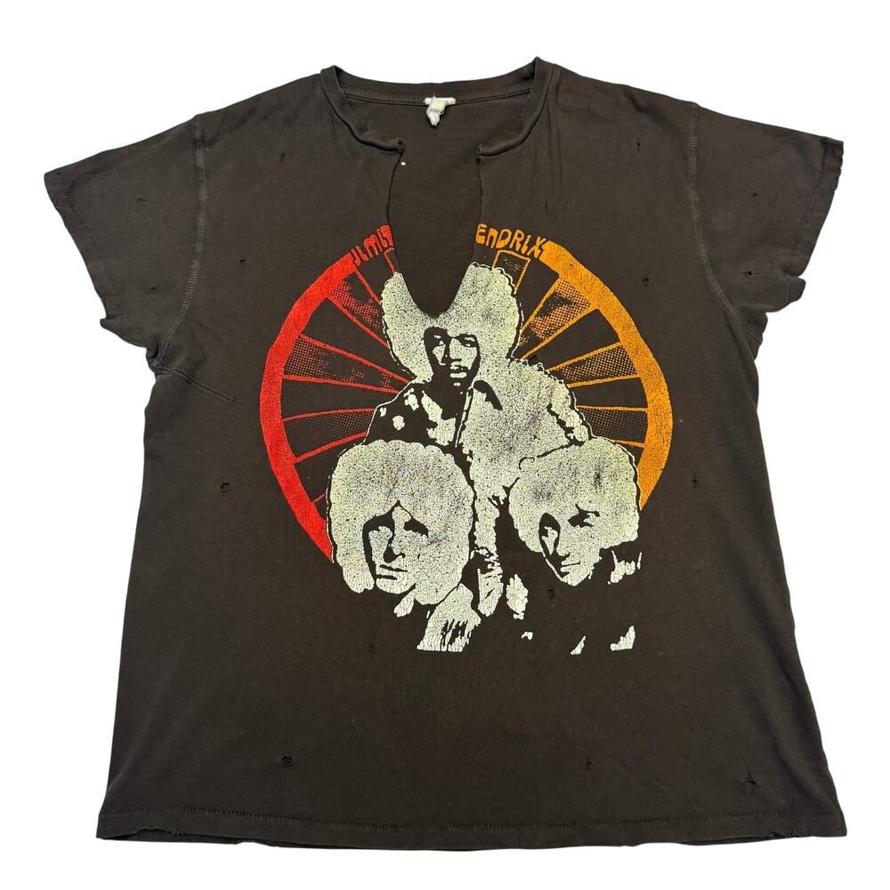 MadeWorn Jimi Hendrix Distressed T Shirt Men's XS V Neck Vintage Grunge